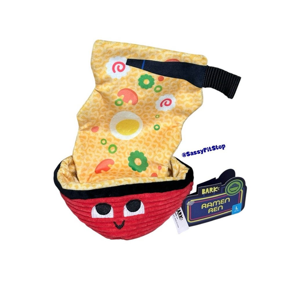 BARK Ramen Ren Floppy Crinkle Squeaker Dog Toy